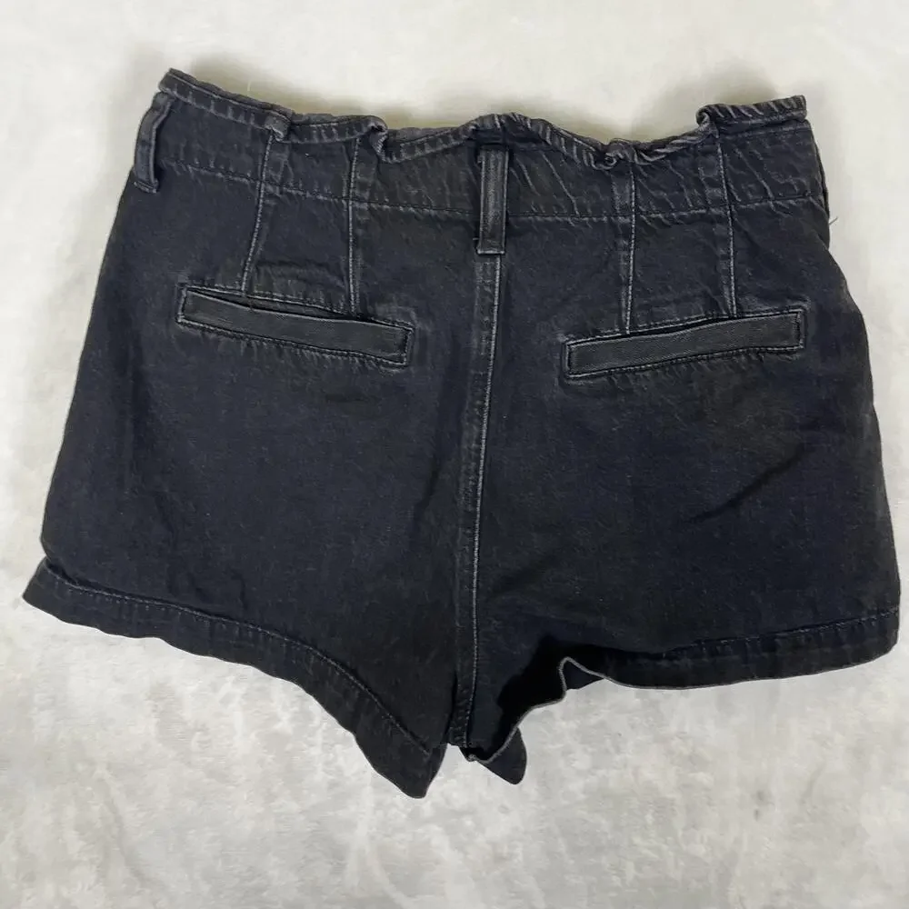 American Eagle Shorts Womens 6 Black Mom Short Pleated Denim Casual Summer